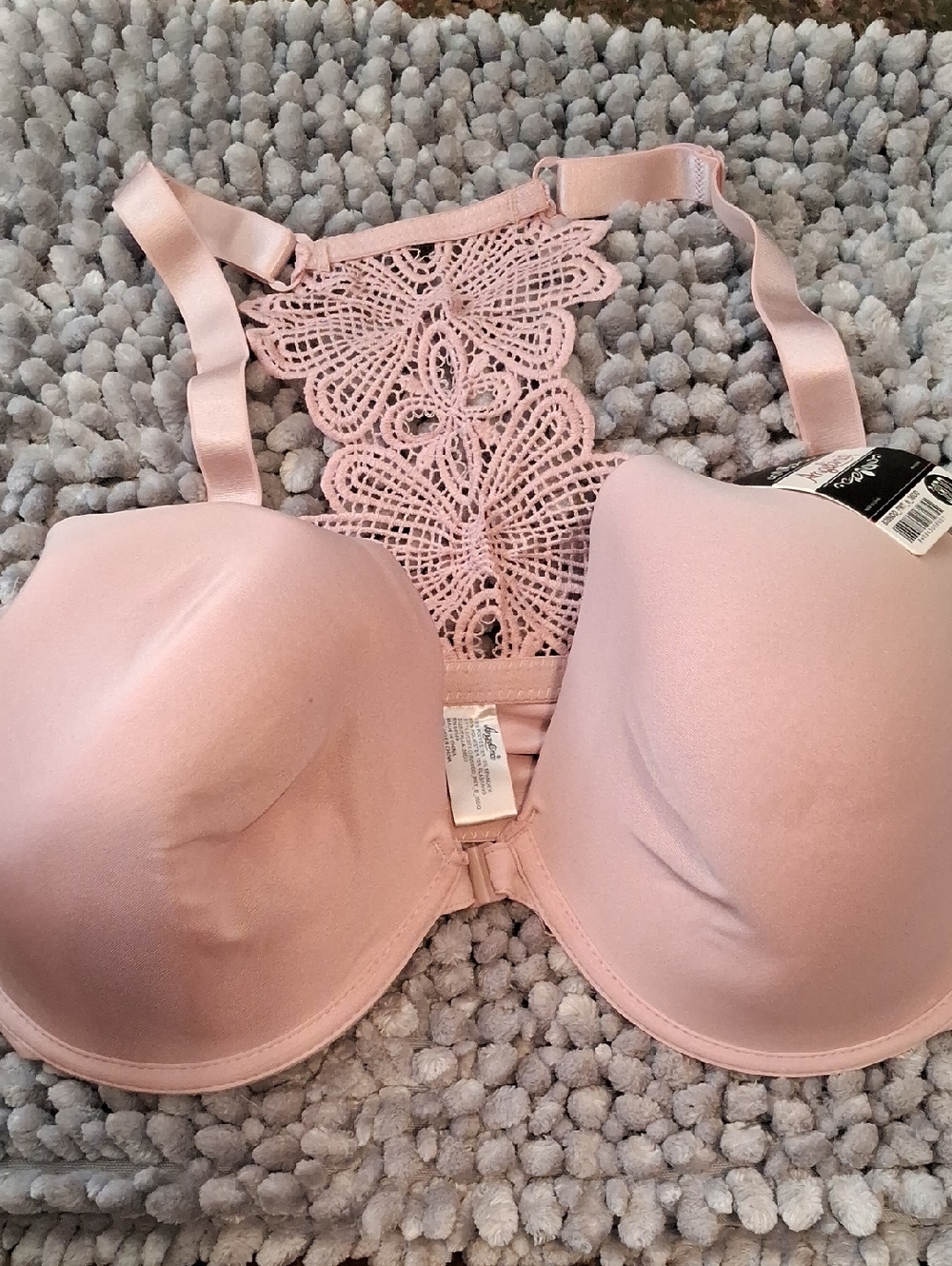Angelina's Lace Back Padded T-Shirt Bra - Light Pink 38 DD